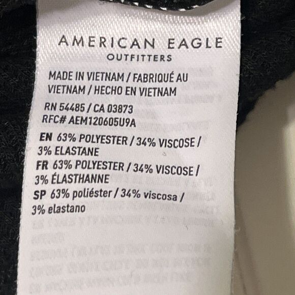 American Eagle Black Ribbed Mock Neck Long Sleeve Top Size S Stretch Fitted - Picture 6 of 9